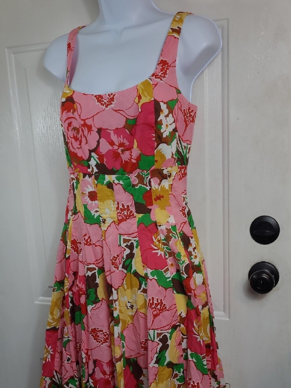 Talbots Pink Floral Midi Dress with Yellow & Green Accents - Picture 2 of 14